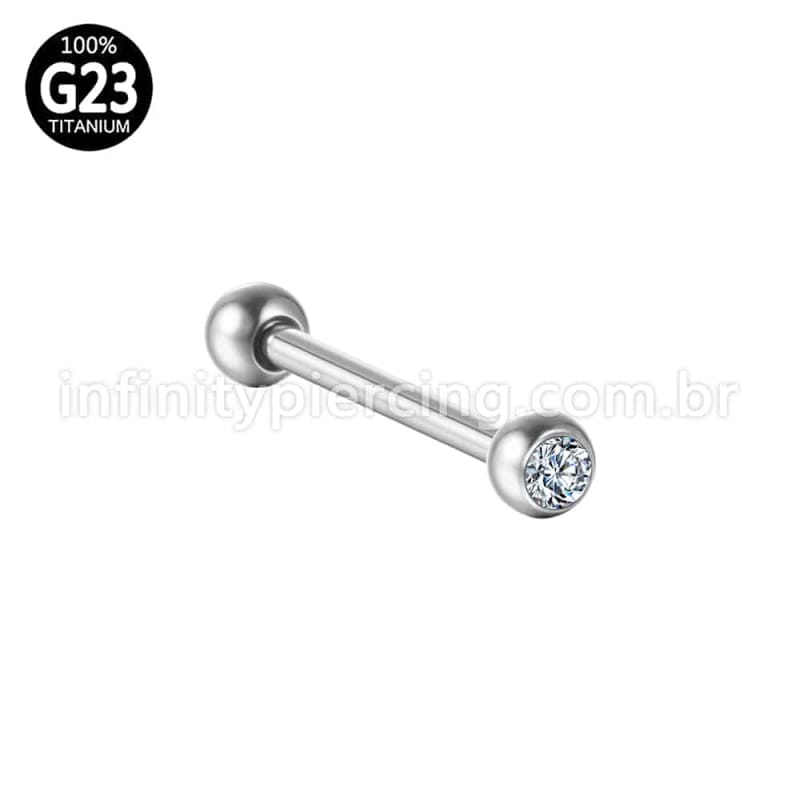 Piercing Barbell Titânio Zircônia Cravada
